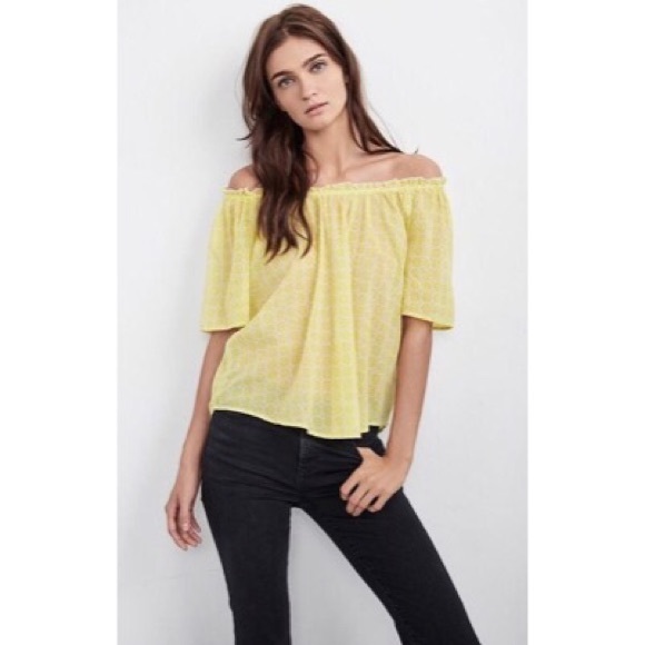 🌻🆕 Velvet ✦Bertie Off Shoulder Print Top✦Yellow - Picture 3 of 8